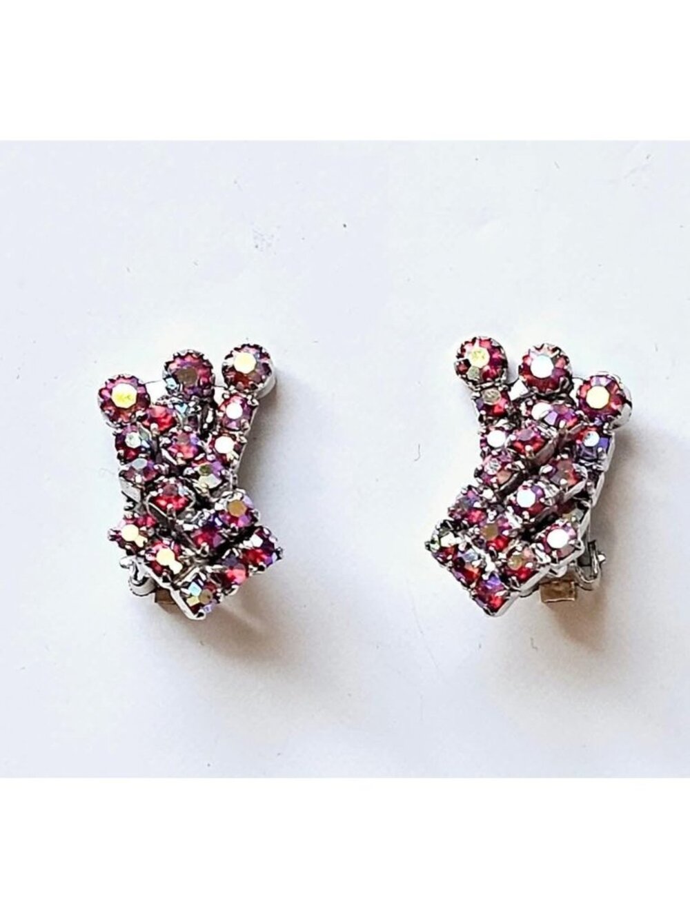 Vintage Pink AB Crystal Brooch and Clip On Earrings by Continental Jewellery - Picture 7 of 10